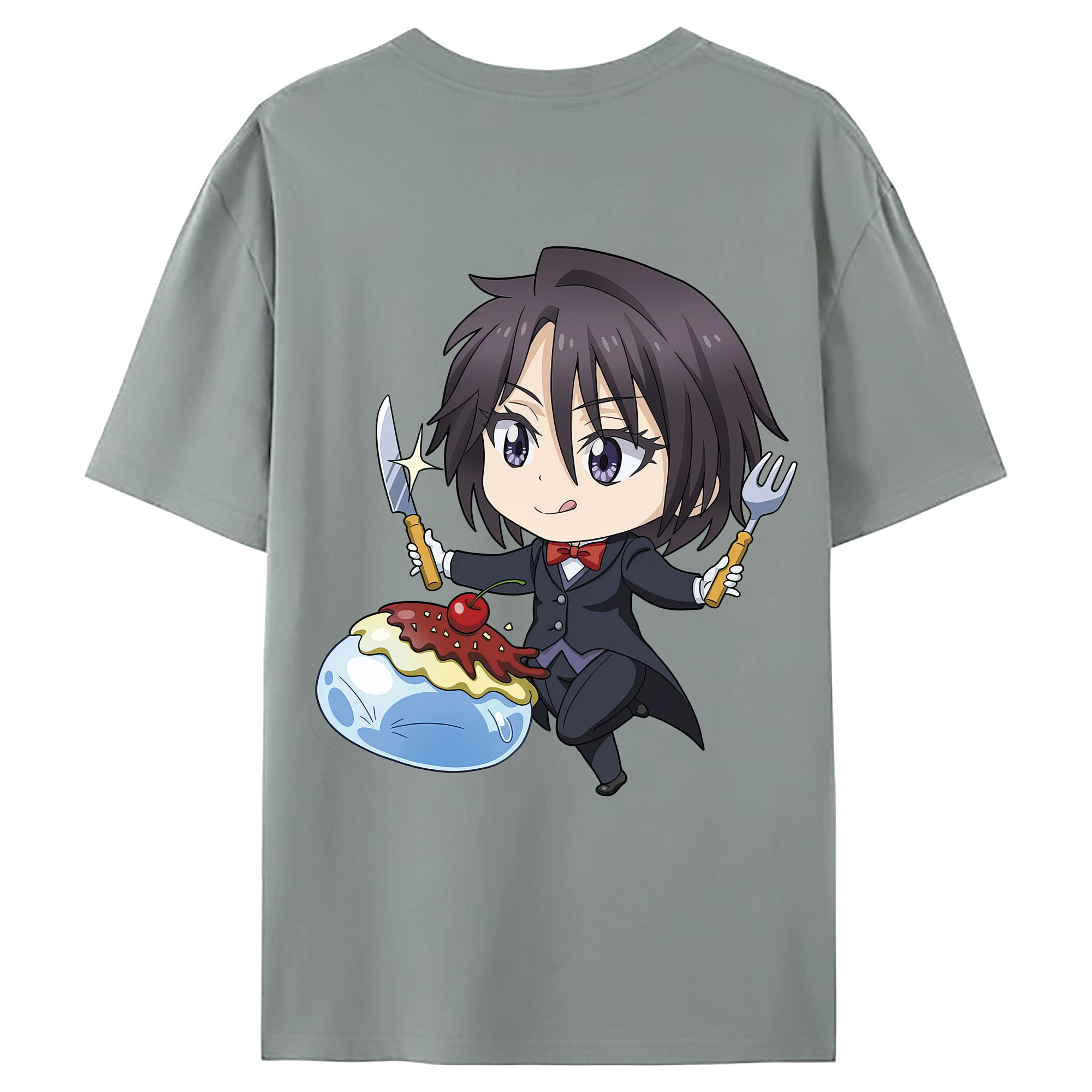 （画像用） 転スラ Regarding Reincarnated to Slime 綿100％ メンズ半袖Tシャツ（バックプリント） 通気性
